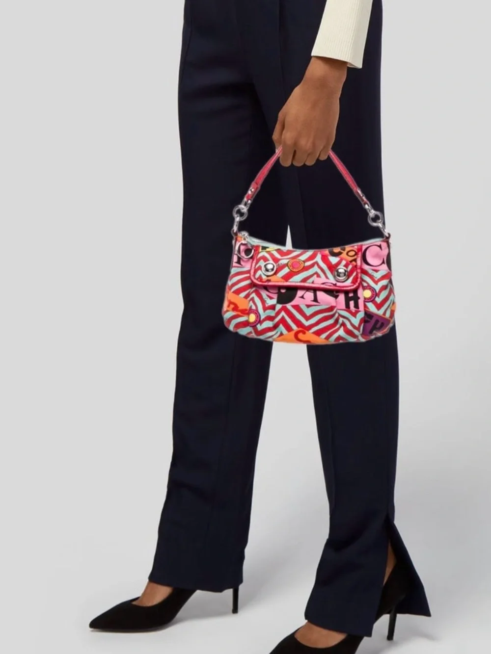 Coach Y2K Poppy Graffiti Groovy Hobo Graphic Print Shoulder Bag 13923 - Picture 7 of 13